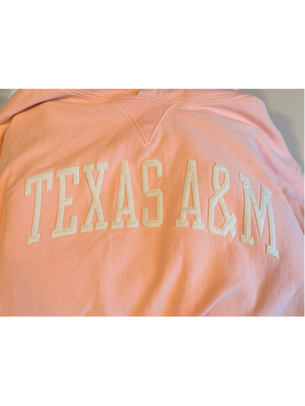 Texas A&M Champion Unisex Reverse Weave Hoodie Sz L Pastel Peach Sweatshirt - Picture 11 of 12